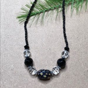 Vintage black/white beaded statement necklace